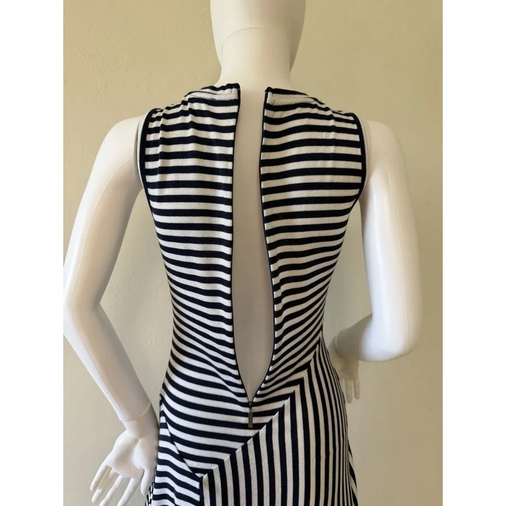 Michael Kors Knit A-Line Dress Striped‎ Sleeveless Zip Black White Size XS